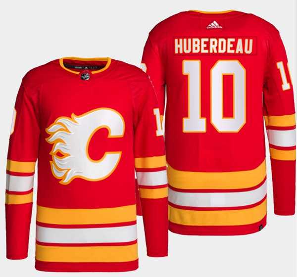 Men's Calgary Flames #10 Jonathan Huberdeau Red Stitched Jersey Dzhi